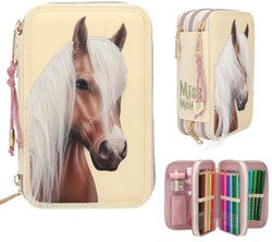 Depesche etui Miss Melody 3-vaks paardenhoofd geel gevuld school
