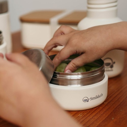 Smikkels - RVS foodjar 280ml wit - snackbeker voor kinderen-3
