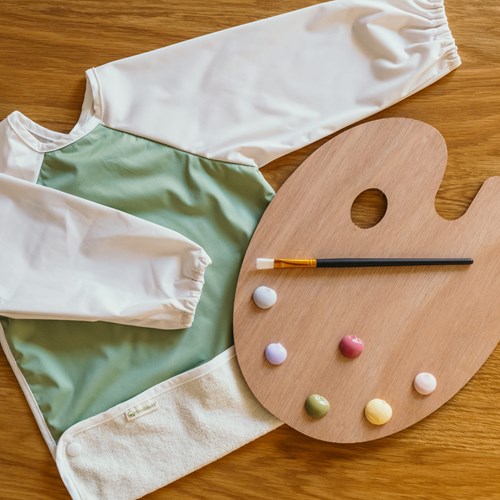 Smikkels slabbetje met mouwen - baby slab groen - waterafstotend-3