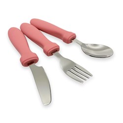 Smikkels siliconen kinderbestek set 3-delig roze - peuter bestek