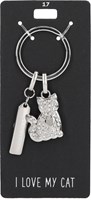 Depesche Glamour sleutelhanger zilverkleurig met tekst I love my cat