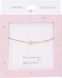 Depesche armband Heart of Gold met letter K - goudkleurig en kristal