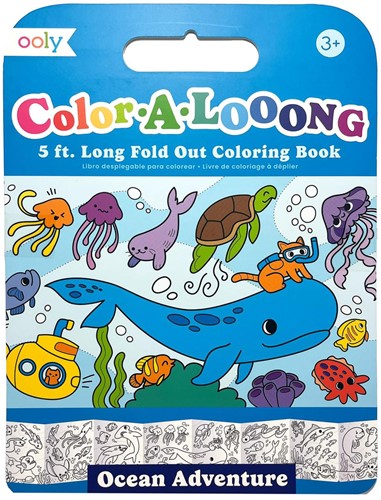 Ooly - Color-A-Looong Fold Out Kids Coloring Book (Ocean Adventure)