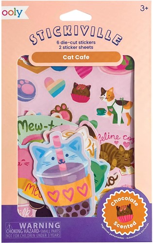 Ooly - Stickiville Stickers: Cat Cafe - Scented (2 Sheets & 6 Die-Cut)