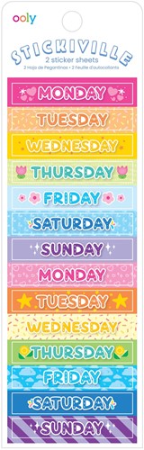 Ooly - Stickiville Stickers: Days Of The Week - Skinny (2 Sheets)  (Holographic Glitter)