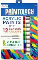 Ooly acrylverf set - klassieke kleuren - 12 tubes en 2 penselen