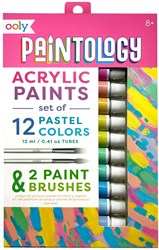 Ooly acrylverf set pastelkleuren - 12 kleuren en 2 penselen schilderen