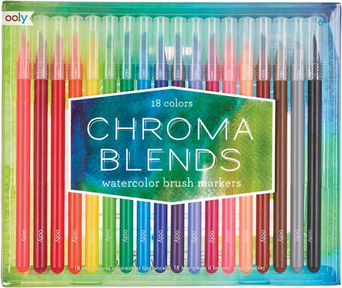 Ooly aquarelmarkers Chroma Blends penseelstiften set 18 kleuren