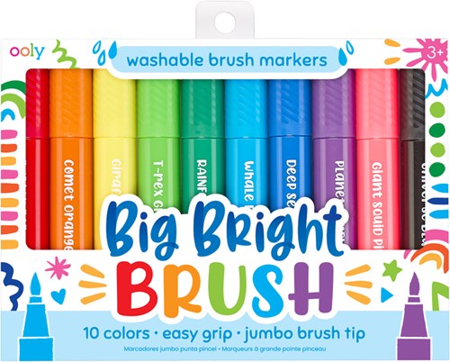 Ooly - Jumbo Brush Markers - Set van 10 Afwasbare Kleuren - Perfect voor Kinderen