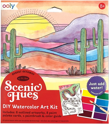 Ooly - Scenic Hues D.I.Y. Watercolor Art Kit - Desert Getaway (17 PC Set)