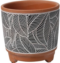 Home & Styling bloempot aardewerk zwart-wit 13,7x13,2cm modern