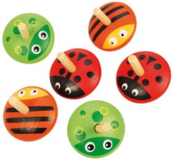 BigJigs houten tol dieren - kleurrijke spinning top speelgoed
