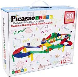 Picasso Tiles magnetische racebaan bouwset 50 stuks met LED-auto's