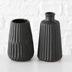 Boltze Home vaas zwart keramiek decoratief bloemenvaas