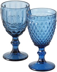 Boltze Home wijnglas blauw 17cm - Aurora gekleurd glas, vaatwasmachinebestendig