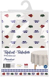 Boerenbont tafelzeil PVC rond 150cm - gebloemd wit tafelbescherming