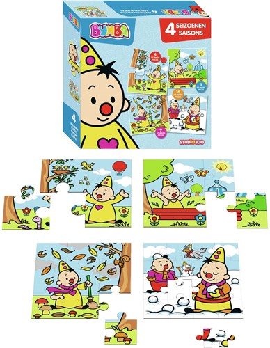 Studio 100 Bumba puzzel - 4 in 1 legpuzzel seizoenen karton-2