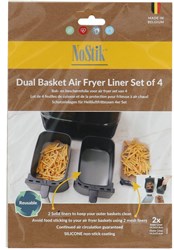 NoStik beschermfolie dubbele airfryer set van 4 - herbruikbare folie voor airfryer