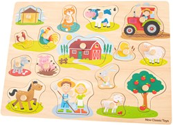 New Classic Toys houten knoppuzzel boerderij - 16 stukjes FSC educatief