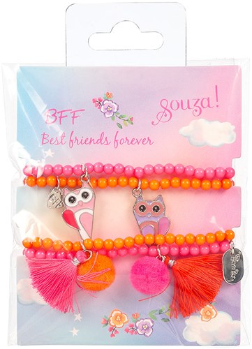 Souza Giftpack BFF Phine roze, 4 armbanden (4 stuks/kaartje, 1 kaartje)