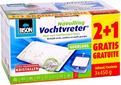Bison vochtvreter navulling 450 gram 2+1 voordeelverpakking
