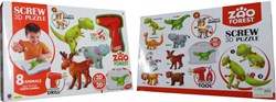 3D schroefpuzzel met 8 wilde dieren