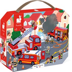 Janod puzzel brandweer - kartonnen legpuzzel 24 stukjes kind