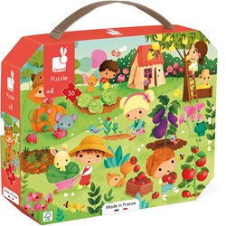 Janod puzzel Tuin - kinderpuzzel in koffer - 36 stukjes karton
