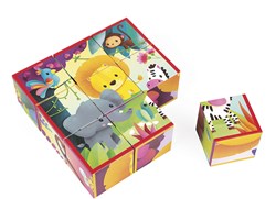 Janod blokpuzzel - Jungle dieren - 9 kartonnen blokken - educatief speelgoed