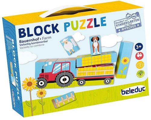 Beleduc blokpuzzel boerderij educatief speelgoed kleurrijk karton-2