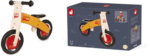 Janod loopfiets - houten Bikloon oranje - verstelbaar zadel en luchtbanden-2
