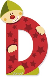 Janod houten letter D clown - educatief speelgoed decoratie