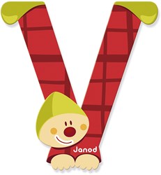 Janod houten letter V clown magnetisch speelgoed decoratie