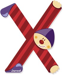 Janod houten letter X - Clown decoratie voor kinderkamer