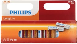 AA batterijen zink Philips Longlife 12 stuks energiepakket