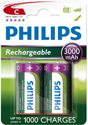 Oplaadbare batterijen C NiMH 3000mAh - Philips - 2 stuks speelgoed