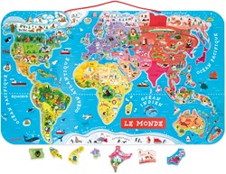 Janod - Magnetische wereldpuzzel educatief speelgoed blauw