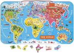 Janod Magneetbord wereldkaart - Educatief houten speelgoed Engels