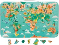 Janod houten magneetbord dinosaurus wereldkaart educatief speelgoed