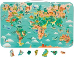 Janod houten magneetbord dinosaurus wereldkaart educatief speelgoed