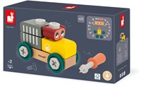 Janod Brico'Kids - Houten bouwwagen met beer en blokken - Educatief speelgoed