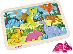 Janod houten puzzel dinosaurus - educatief speelgoed 7 stukjes