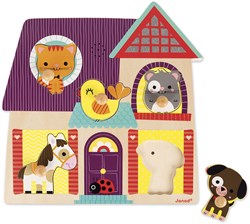 Janod houten geluidenpuzzel Mijn kleine vrienden - educatief speelgoed