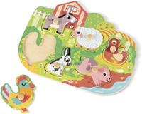 Janod houten puzzel boerderij dieren - knoppuzzel 6 stukjes-3