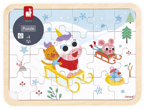 Janod houten puzzel - dieren in de bergen - winter - 24 stukjes-2
