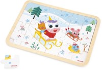 Janod houten puzzel - dieren in de bergen - winter - 24 stukjes-3