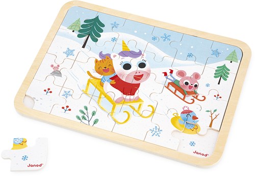 Janod houten puzzel - dieren in de bergen - winter - 24 stukjes-3