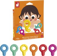Janod krijtjes - Mijn eerste waskrijtjes voor kinderen - set van 6 kleuren-3