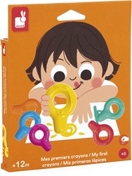 Janod krijtjes - Mijn eerste waskrijtjes voor kinderen - set van 6 kleuren