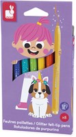 Janod glitter viltstiften set - 8 kleuren - creatieve knutselstiften